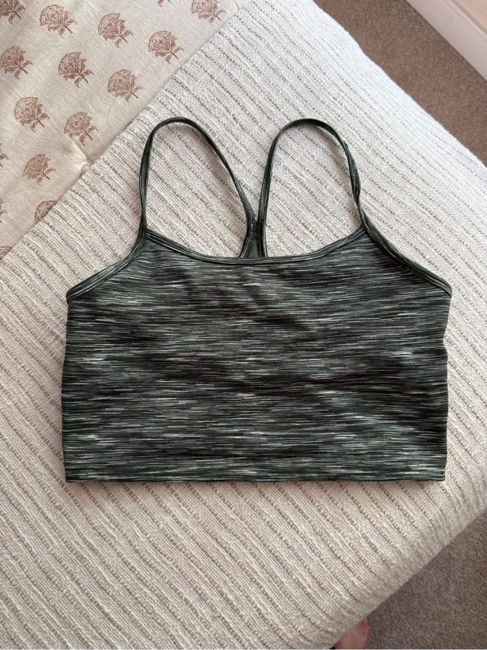 Offline by aerie heather green longline racer back sports bra